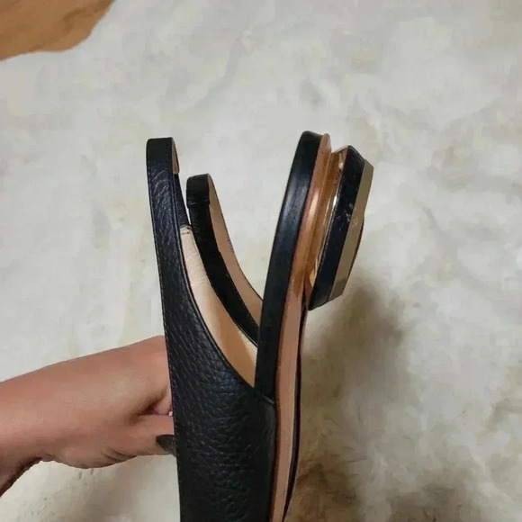 Nicholas Kirkwood Beya Pointed Toe Slingback Pumps Black Leather Flats 3… - Picture 7 of 9